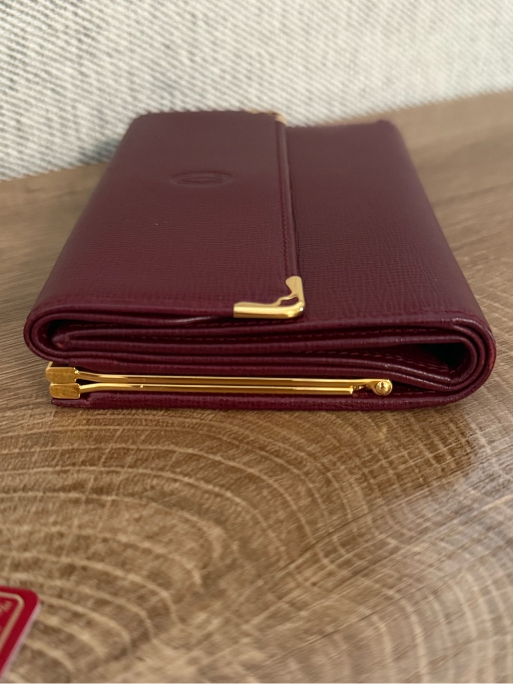 EUC Vintage Cartier Must de Cartier Bordeaux Leather Trifold Kiss-Lock Wallet - Picture 7 of 14